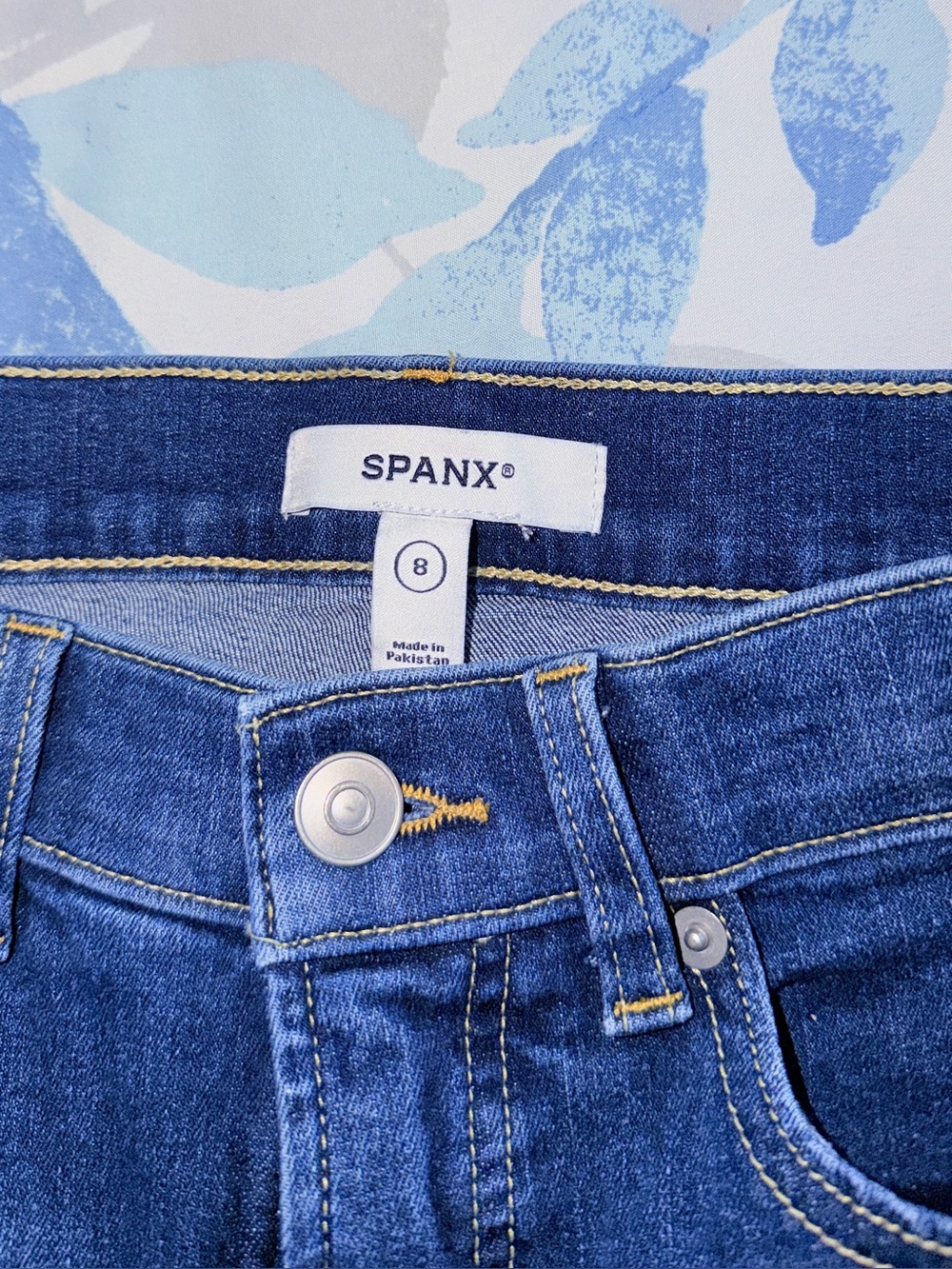 SPANX Dark Blue Denim Jeggings with Contrast Stitching